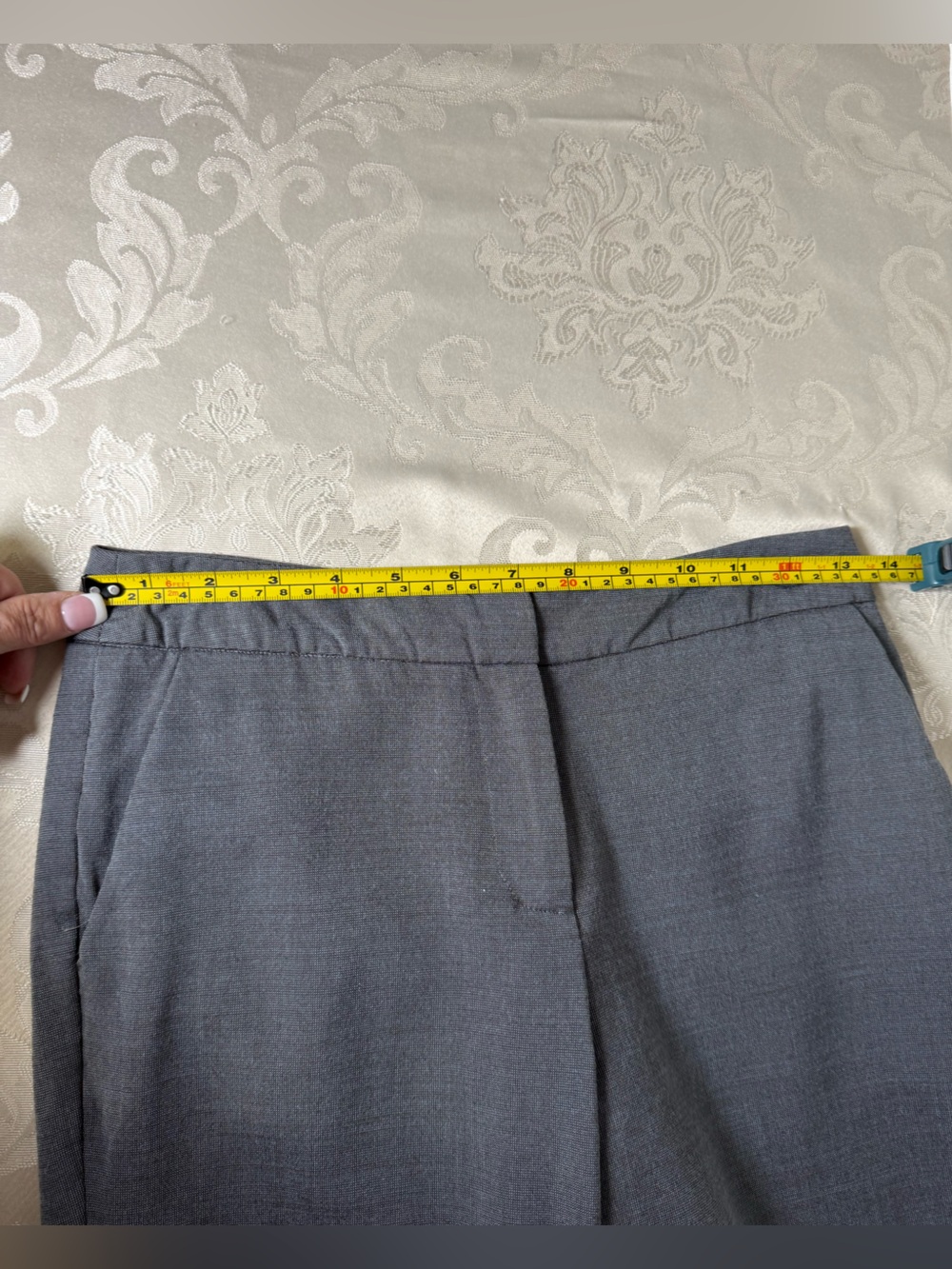 REISS Grey Wool Blend Tailored Cropped Cuff Trousers Pants US 4 - Picture 6 of 11